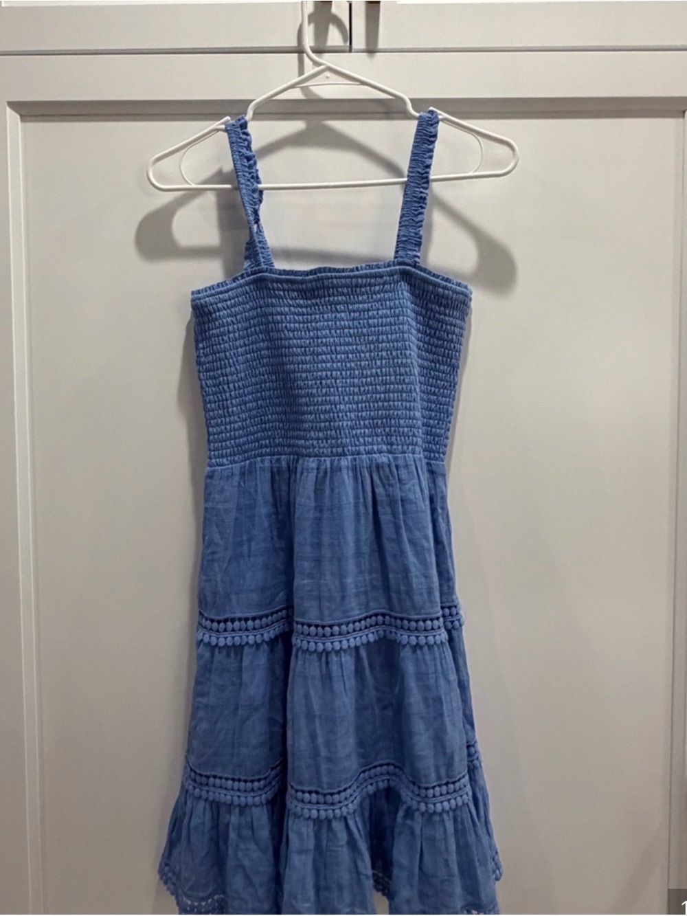 Blue Smocked Tiered Sundress for Girls